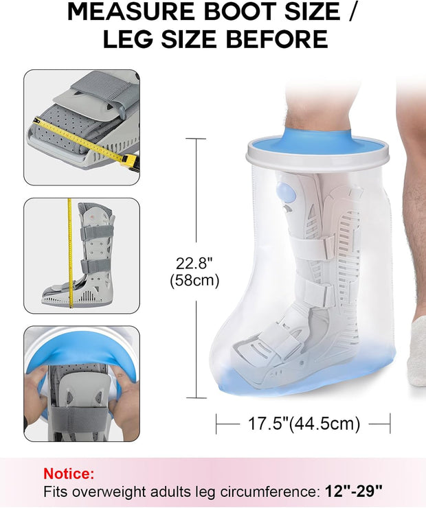Waterproof Extra Wide Full Leg Cast Cover for Shower with Non-Slip Bottom, Extra Large Watertight Leg Cast Protector for Thigh Foot Ankle Surgery Wounds, Knee Immobilizer/Brace, Walking Boots,Reusable