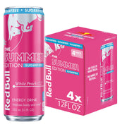 Red Bull Summer Edition Energy Drink, White Peach, 12 fl. oz., Case of 24 cans, with 114mg Caffeine, Taurine & B Vitamins