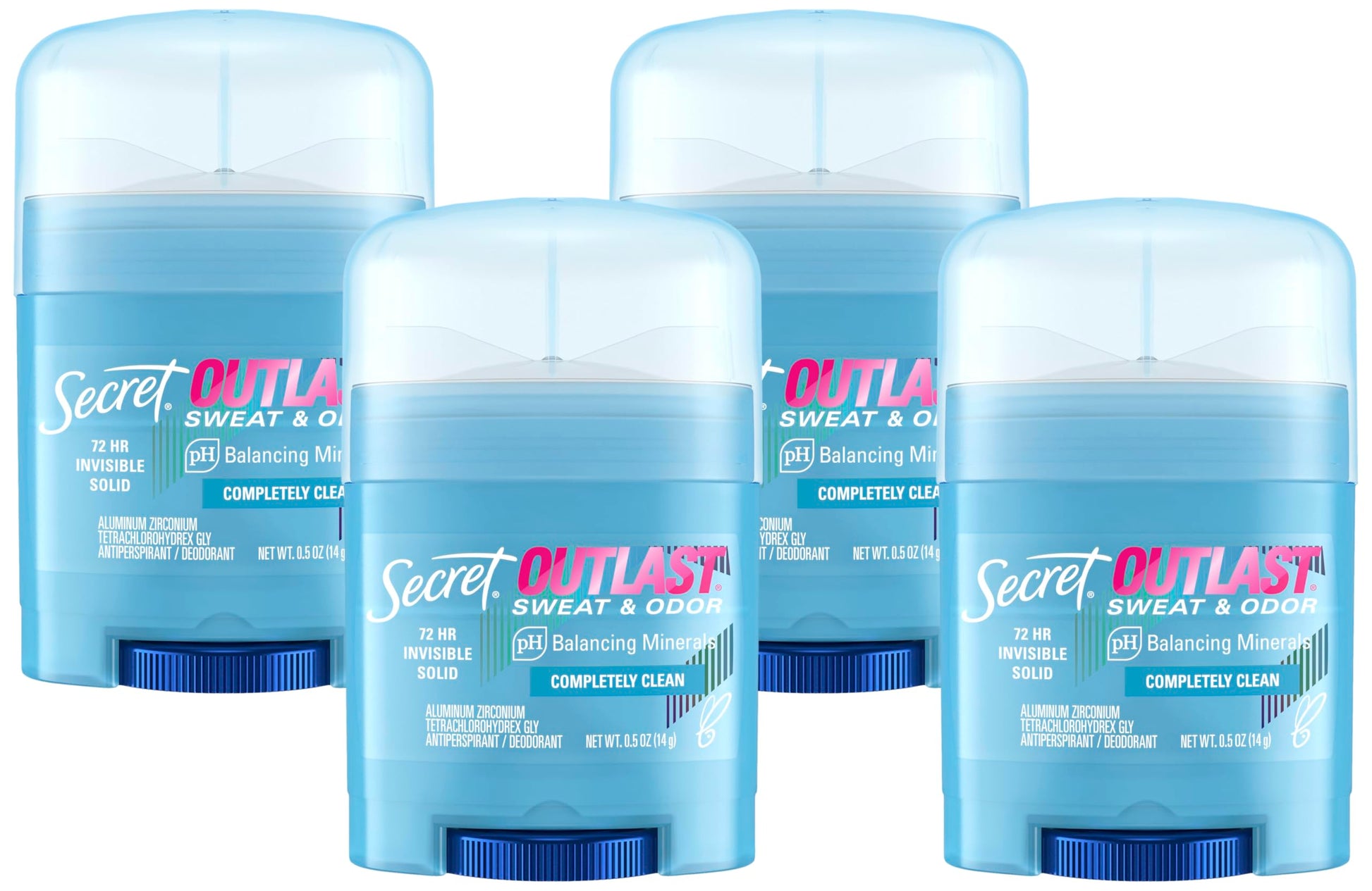 Secret Outlast Antiperspirant Deodorant for Women, 72hr Sweat & Odor Protection, PH Balancing Minerals, Invisible Solid, Completely Clean Scent, Travel Size, 0.5 oz