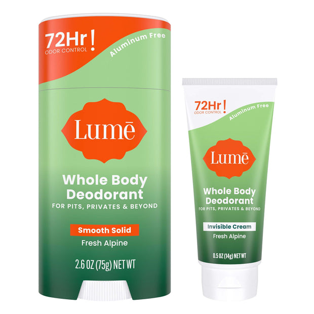 Lume Whole Body Deodorant - Invisible Cream Mini + Solid Stick Bundle - 72 Hour Odor Control - Aluminum & Baking Soda Free, Skin Loving (Lavender Sage)