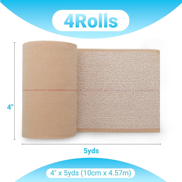 OK TAPE Elastic Adhesive Tape Bandage Tape Wrap - 4 Rolls, Flexible Stretch Bandages for Sports Ankle, Knee and Wrist Sprains (Beige,2 Inch Wide)