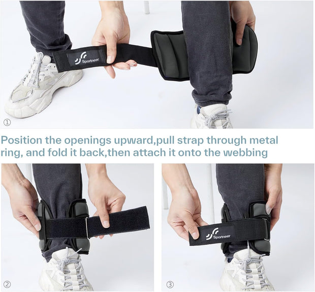 Sportneer Adjustable Ankle Weights 1 Pair 2 4 6 8 10 Lbs Leg Weight Straps for Women Men, Weighted Ankle Weights Set for Gym,Fitness, Workout,Walking, Jogging,1-5 lbs Each Ankle, 1 Pair 2-10 lbs