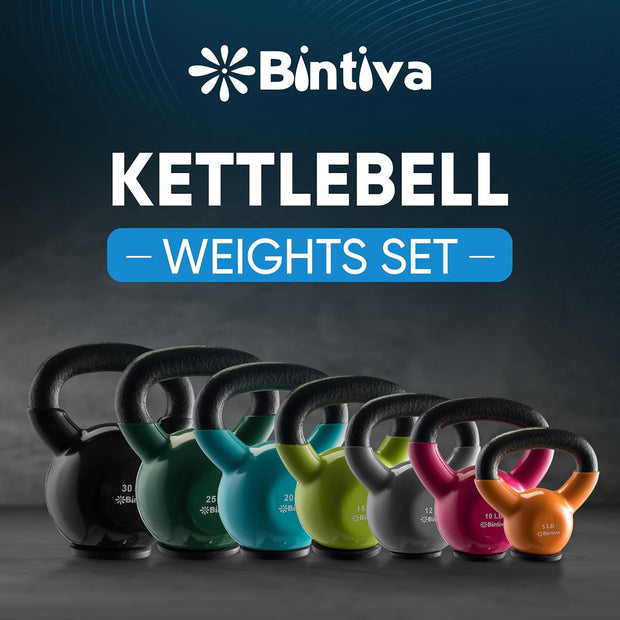 Kettlebell Sets Professional Grade - Strength Training Kettlebells for Home Workout - Cast Iron Kettle Bell Weight Sets for Men & Women with Special Protective Bottom