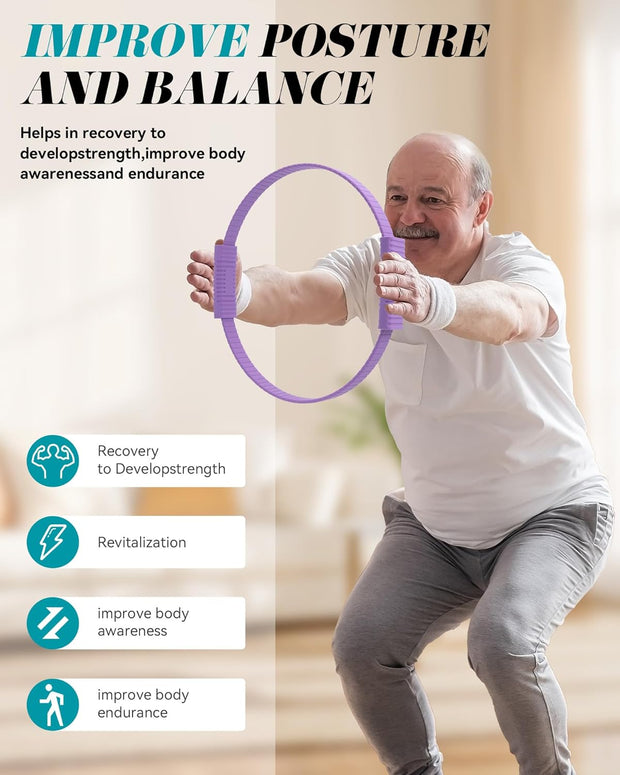 Pilates Ring, 13.5'' Silicone Magic Pilates Ring Fitness Circle, Lightweight & Durable Flexible Resistance Exercise Equipment for Toning Arms, Thighs/Legs, Core, Yoga & Physical Therapy