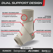 Sleeve Stars Ankle Brace for Women & Men, Ankle Wrap for Sprain, Compression Sleeve for Plantar Fasciitis Relief, Easy Customizable Support: w/ Removable Strap (Single/M:10"-12"/Black)