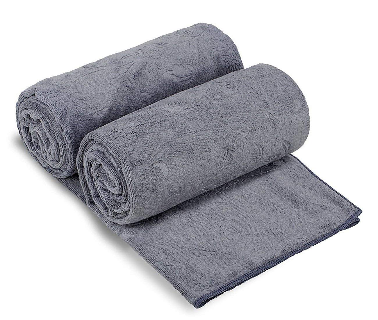 JML Microfiber Bath Towels, Oversized, Ultra Soft, Super Absorbent and Fast Drying, No Fading Large Bathroom Towel Set for Sport, Travel, Fitness, SPA and Yoga (Coral Fleece - Blue, 30 in x 60 in)