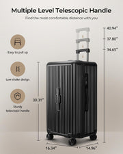 Trunk Luggage, 28 Inch Checked Luggage with Spinner Wheels, Lightweight PC Hard Shell Large Suitcase with TSA Lock, Removable Dividers (Black, 1PC)