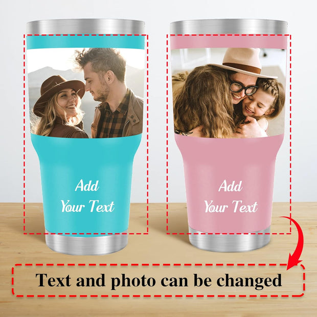 Personalized Tumbler With Name Picture, Custom Insulated Tumbler 30oz with Lids and Optional Straws, Custom Travel Tumblers Personalized, Birthday Christmas Father's Day Gift for Dad, Men