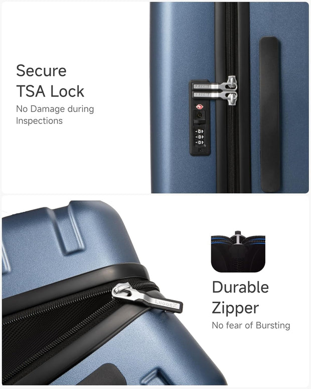 LUGGEX Carry On Luggage 22x14x9 Airline Approved, 100% PC Hard Shell Travel Suitcase with Smooth Spinner Wheels TSA Lock, 20 Inch, Black