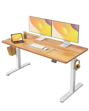 FEZIBO 44 x 24 Inches Standing Desk, Height Adjustable Electric Standing Desk, Stand up Table, Sit Stand Home Office Desk with Splice Board, Light Rustic Brown