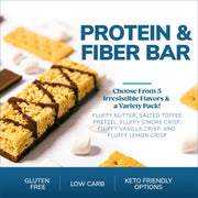 Wonderslim High Fiber Protein Bars, Fluffy Nutter | 15g Protein, 7g Fiber | Low Sugar, Low Carb | Healthy Indulgence | Satisfying, Supports Energy & On-the-Go Convenience, 7 Pack