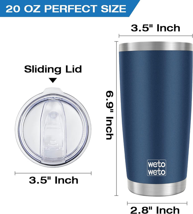 WETOWETO 20oz Tumbler, Stainless Steel Vacuum Insulated Coffee Travel Mug, Double Wall Powder Coated Insulated Coffee Mug Travel Mug with Lid Thermal Cup for Outdoor (Navy Blue, 1 Pack)