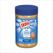 SKIPPY No Sugar Added Chunky Peanut Butter Spread, 16 oz Jars (Pack of 12) – 3 Ingredients, 7g Protein per Serving, Gluten-Free