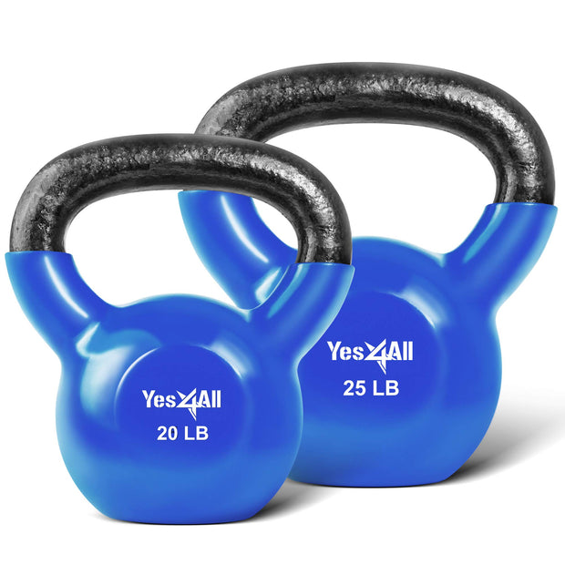 Yes4All Kettlebell Set Vinyl Coated Weights Combo for Full Body Workout Equipment Push up, Grip Strength Training, Dumbbell Weights Exercises