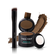 THICK FIBER Root Touch Up Powder - Water & Sweat Resistant Hair Loss Concealer Set for Thinning Hair Women, Includes Brush (Black)
