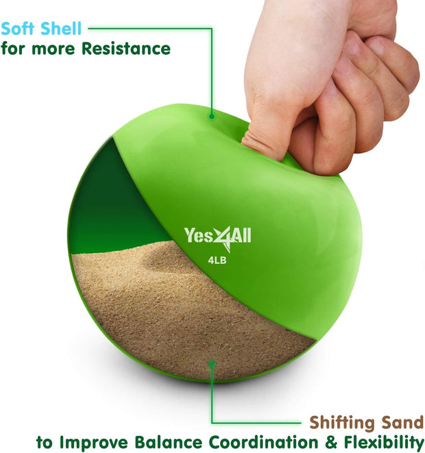 Yes4All Weighted Toning Balls for Exercise, Soft Medicine Balls for Exercise, Pilates, Yoga, Balance, Flexibility, 2-10lbs