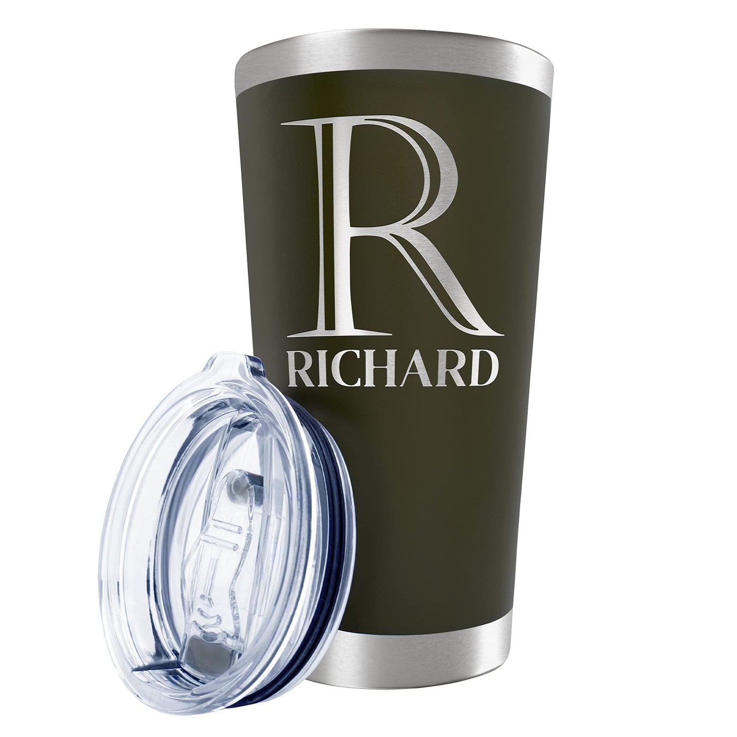 Be Burgundy Personalized Tumbler with Engraved Name - 12 Designs, 20 Oz Coffee Tumbler with Slider Lid, Black - Double Wall Insulated, Personalized Gifts for Him