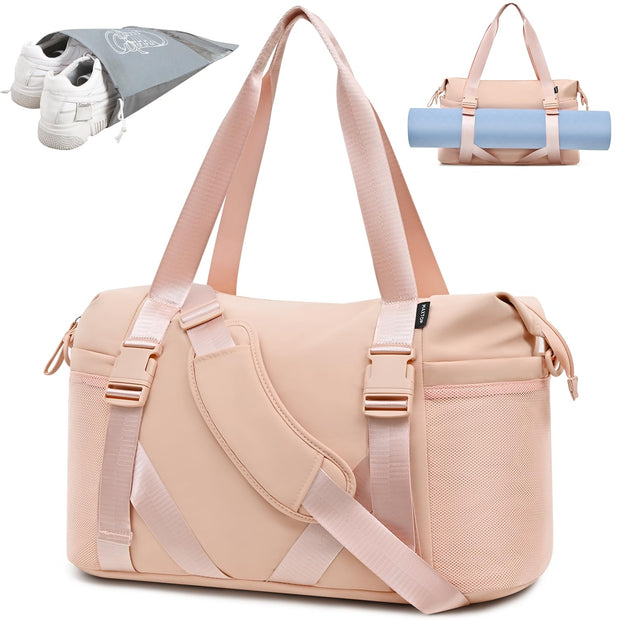 MAXTOP Women's Gym Yoga Duffle Bag with 2 Bonus Shoe Pouches, Multi-Purpose Overnight Travel Bag for Gym Work Dance Sports