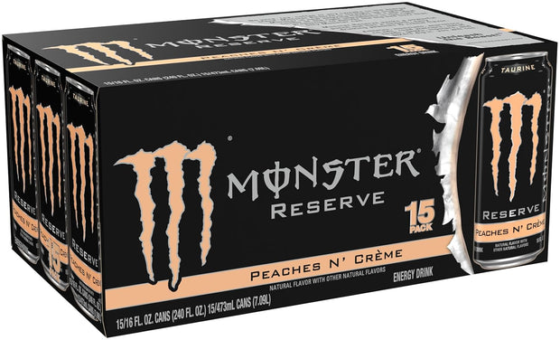 Monster Energy Reserve Peaches N Creme, Energy Drink, 16 Ounce (Pack of 15)