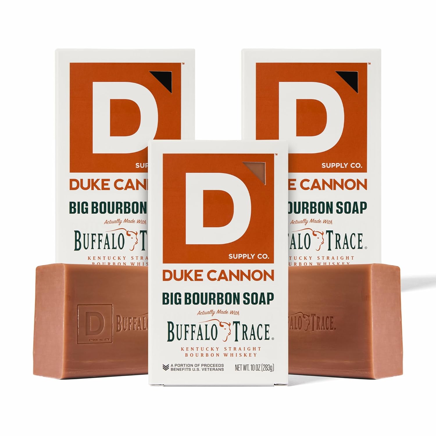 Duke Cannon Supply Co. Extra Large Bar Soap Bundle - Men's Natural Bar Soap With Masculine Scents - Big American Bourbon USA-Made Soap - All Skin Types - Big Brick Of Soap - Bourbon,10 oz (3 Pack)