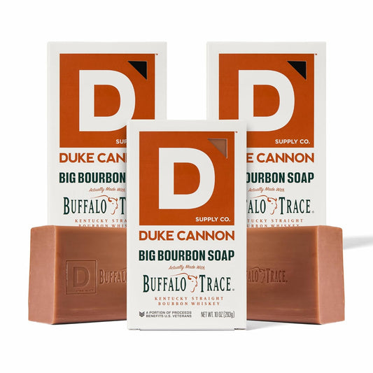 Duke Cannon Supply Co. Extra Large Bar Soap Bundle - Men's Natural Bar Soap With Masculine Scents - Big American Bourbon USA-Made Soap - All Skin Types - Big Brick Of Soap - Bourbon,10 oz (3 Pack)