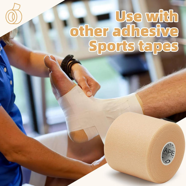 OK TAPE Pre Wrap Tape (4-Rolls) - Athletic Foam Underwrap for Sports, Protect for Ankles Wrists Hands and Knees, 2.75 Inches x 30 Yards - Black/Pink/Beige/White