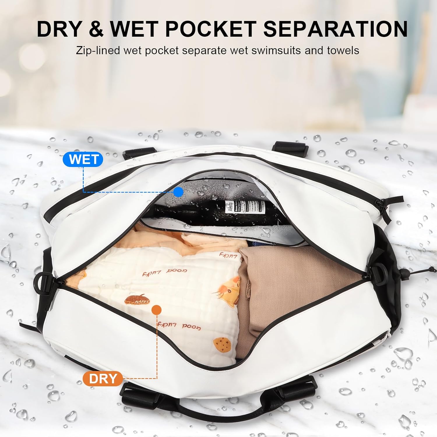 TFLY Gym Bag for Men and Women, Water-Resistant Duffel Bag with Dry-Wet Separation & Shoe Compartment, Workout Bag for Travel, Sports