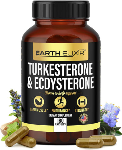 Turkesterone & Ecdysterone – Natural Testosterone Support, 2-in-1 High Potency Turkesterone Supplement for Men & Women with 95% Beta Ecdysterone - Made in USA & 3rd Party Tested - 180 Capsules