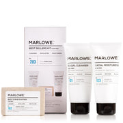 MARLOWE. Mens Skin Care Set, No. 204 Daily Essential Face Kit, No. 121 Facial Cleanser, No. 123 Facial Moisturizer, No. 127 Eye Cream, No. 128 Daily Face Lotion with SPF 50, Great Gift for Men