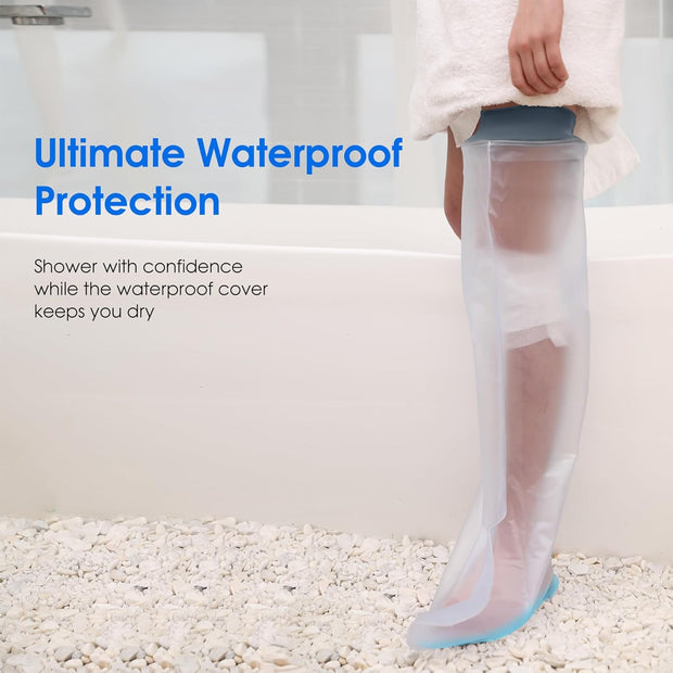 Waterproof Cast Cover for Shower Ankle Wound Protector Bath Adult Watertight Cast Bag Showering for Surgery Foot, Ankle, Burns Reusable (A-Foot)
