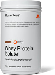 Momentous | Essential Grass-Fed Whey Protein Isolate, 24 Servings Per Pouch for Essential Everyday Use, Gluten-Free, NSF Certified (Chocolate)