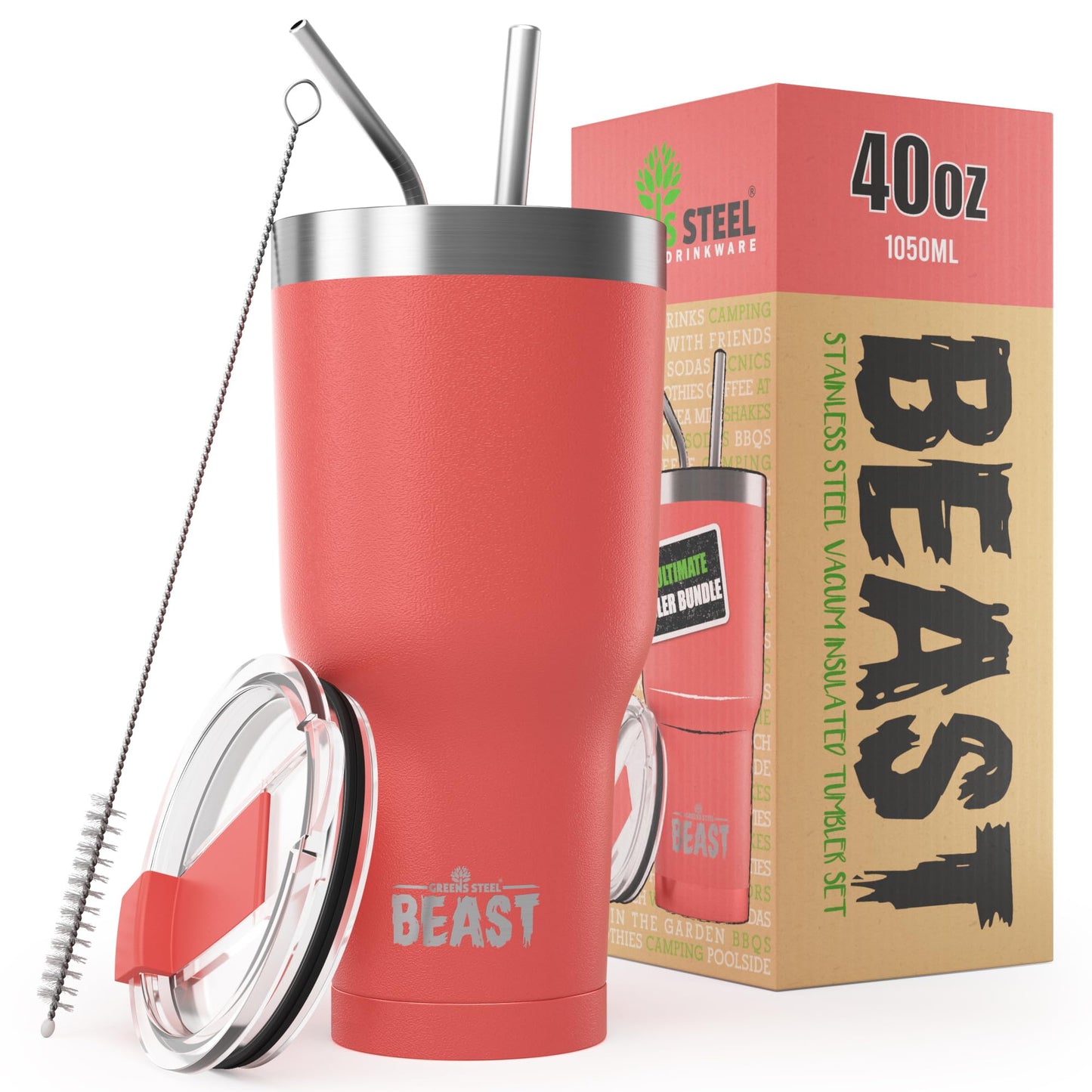 Beast 50 oz Tumbler Stainless Steel Vacuum Insulated Coffee Ice Cup Double Wall Travel Flask (Arctic White)