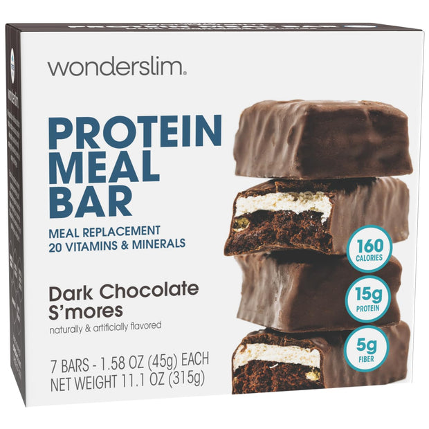 WonderSlim Meal Replacement Protein Bar, Variety Pack, 15g Protein, 20 Vitamins & Minerals (7ct)