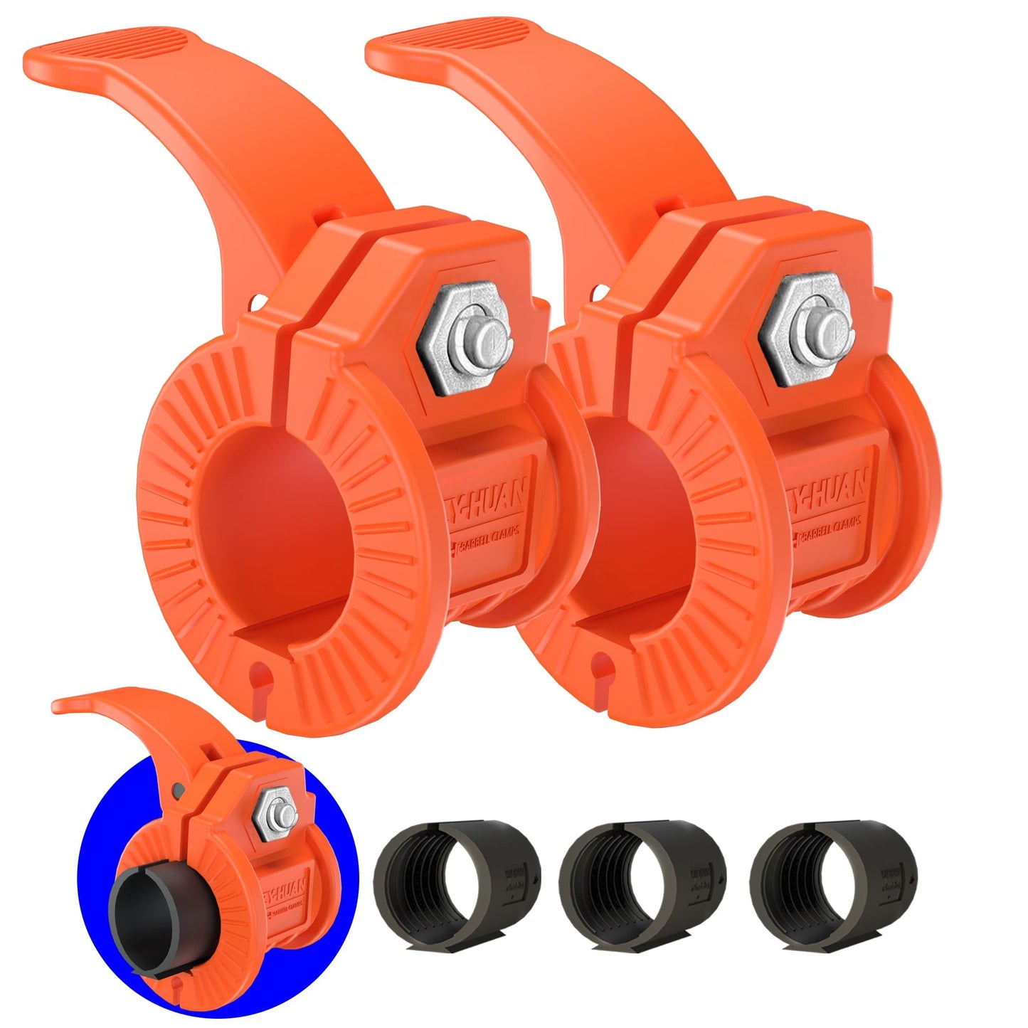 Barbell Clips 1 Inch Quick Release Weight Clamps 0.9-1.18inch Multi-Size Adjustable Olympic Clamps for Bars