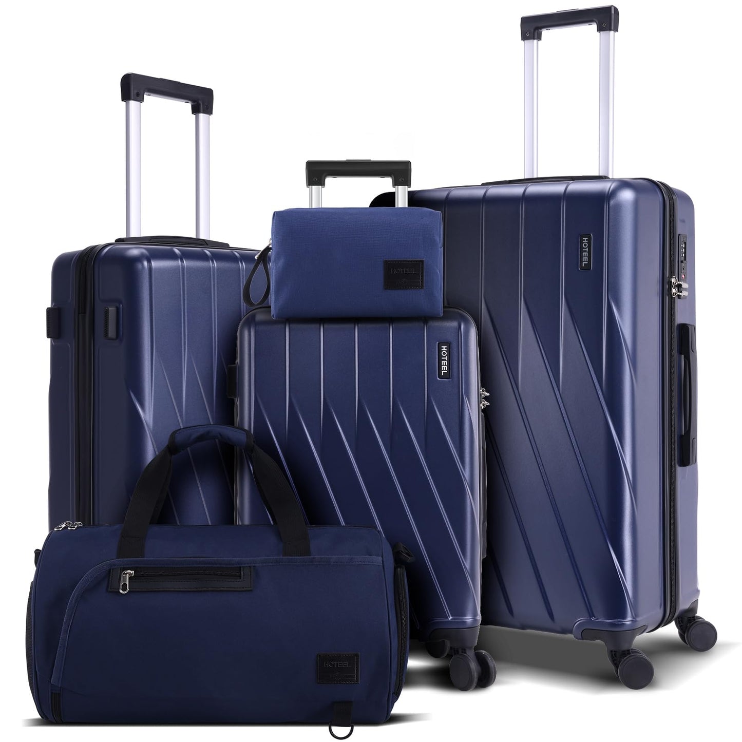 Hoteel 3-Piece Luggage Set with Spinner Wheels, Durable Carry On Suitcase Luggage with TSA Lock, Portable Lightweight ABS Luggages for Travel, Black