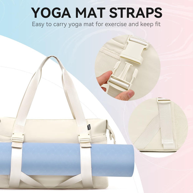 MAXTOP Women's Gym Yoga Duffle Bag with 2 Bonus Shoe Pouches, Multi-Purpose Overnight Travel Bag for Gym Work Dance Sports