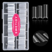 No C Curve 3XL Long Coffin Nail Tips, 420pcs Clear Acrylic Coffin Shape SWETIDY Flattened Half Cover False Nails for Salon&Home DIY French ABS Nail Art Tips,12 Sizes