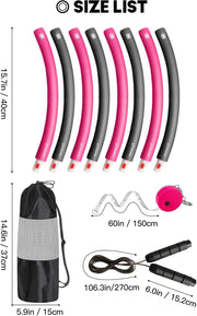 Weighted Exercise Hoop for Adults, 2.2lb Detachable Fitness Hoop, Adjustable Hoop with Jump Rope, Tape Measure and Carry Bag, Home Gym Workout