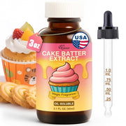 Rylenor 3 Oz Natural Cake Batter Extract for Baking, Oli-Soluble Sugar-Free Cake Batter Extract for Drinks, Coffee, Lattes, Concentrated Birthday Cake Flavor for Frosting, Cupcakes & Ice Cream, Includes Measured Dropper