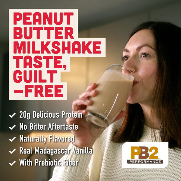 PB2 Performance Peanut Plant Based Vegan Protein Powder | 20g Complete Protein, No Added Sugar, Prebiotic Fiber | Dairy Free, Certified Vegan, Non-GMO, Gluten Free [Peanut w/Madagascar Vanilla, 2LB]