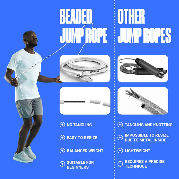 Sportbit Elite Beaded Jump Rope - Adjustable Speed Rope for Fitness, CrossFit, Boxing - Tangle-Free, Lightweight