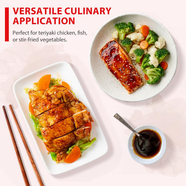 Soeos Teriyaki Marinade and Sauce, 16.9 Fl Oz (500 ml), Sweet and Savory Flavor, Perfect for Stir-Fry, Barbecue, Marinating, Versatile Sauce for Meat, Salmon, Noodle and Vegetable, Easy to Pour Out