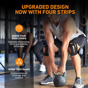 PreCut Kinesiology Tape for Knees, 12PCS Upgraded Waterproof KTQUICK Knee Tape for Knee Pain Relief Pre Cut, Original Cotton Athletic Knee Tape, Waterproof&Hypoallergenic Latex-Free for Sports (Black)