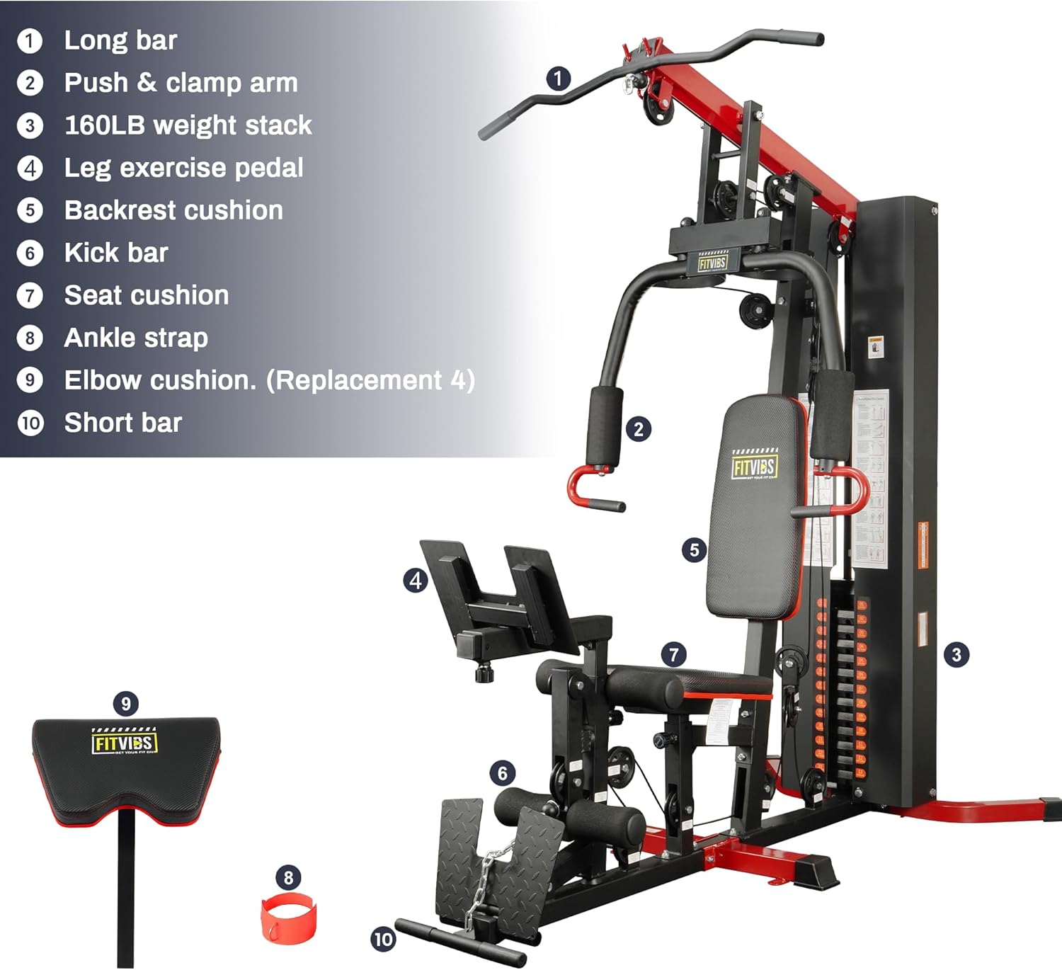 Home Gym, Workout Equipment with Leg Press, Exercise Equipment for Home with Pulley System, Home Gym Equipment for Full Body Strength Training, Preacher Curl and Leg
