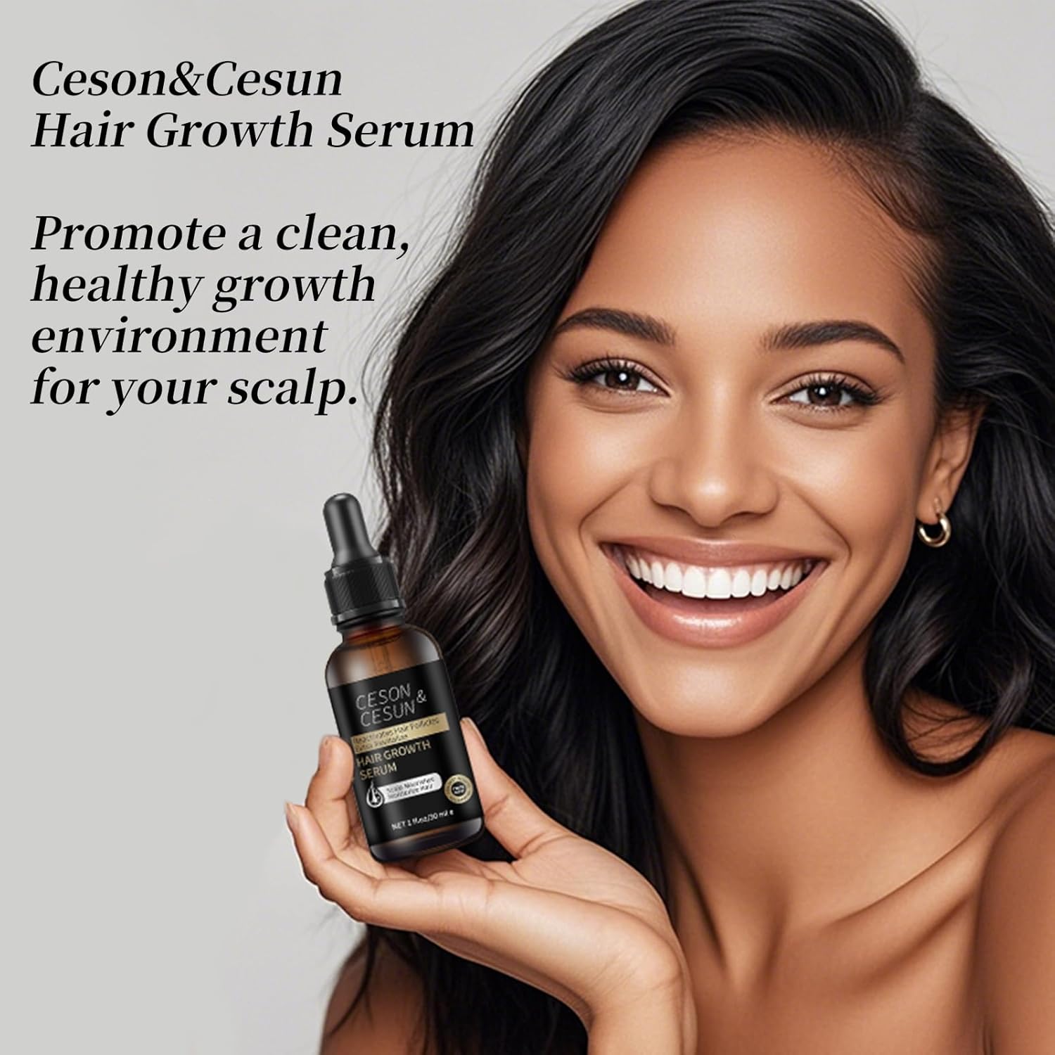 Ceson&Cesun Hair Growth Serum/Scalp Oil, With Biotin & Rosemary Castor Oil, Hair Thickening Serum For Hair loss, Water-Based, Nourishes The Scalp, Natural Hair Regrowth & Dry Damaged Hair Treatment