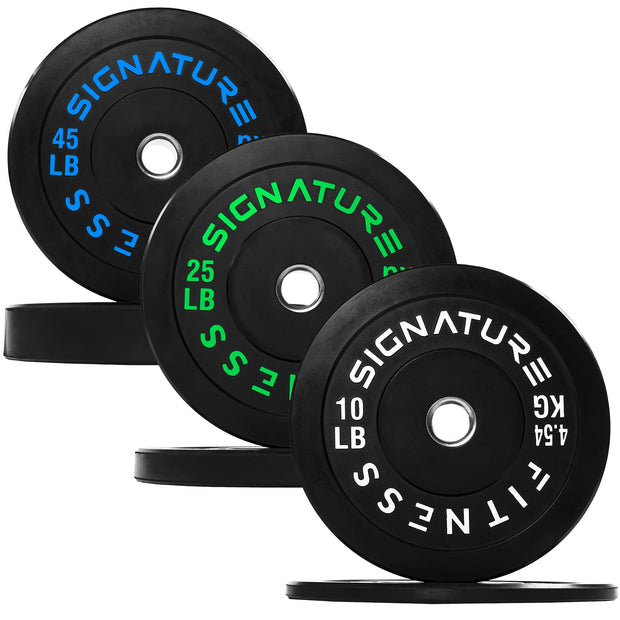 Olympic Barbell 2-Inch Rubber Bumper Plate Weight Set for Strength Training, Multiple Options