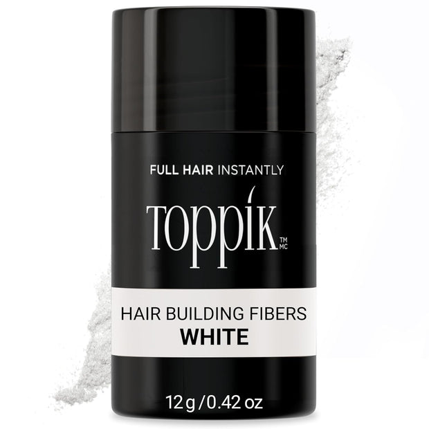 Toppik Hair Building Fibers, White, 12g Fill In Fine or Thinning Hair, Instantly Thicker, Fuller Looking, 9 Shades for Men & Women, Keratin Protein Formula
