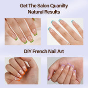 Misssix XBASICTIPS French Tip Press On Nails, 150 Pcs Short Square French Gel Nail Tips, Soft Gel Pre-shaped No File Need Fake Nails for Nail Art DIY Extension Designs, 15 Sizes