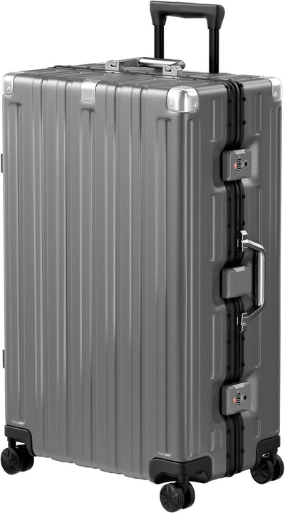 Krute Luggage 28 Inch Aluminum Frame Luggages TSA Lock No Zipper Checked Suitcase with Spinner Wheels PC+ABS Hardshell Lightweight Large Suitcases