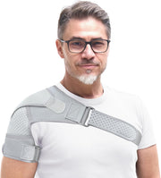 Shoulder Brace - Support & Injury Prevention Brace- Joint Pain Releaser- Shoulder Compression Wrap Strap - Adjustable Injury Accessories for Shoulders - Premium Quality Strap by FIGHTECH (Pink, L-XL)